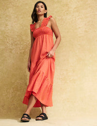 Pink & Orange Smock Maya Midi Dress