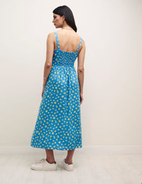 Petite Blue Sicilian Lemon Lucia Midi Dress
