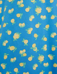 Blue Sicilian Lemon Print Lucia Midi Dress