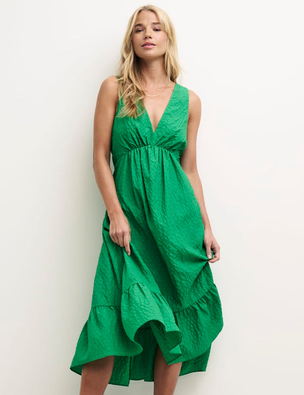 Green V-Neck Sleeveless Amy Midi Dress