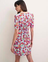 Blue Ditsy Floral Alexa Mini with Shirring Tea Dress