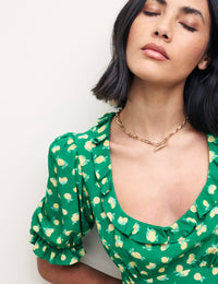 Green Lemon Puff Sleeve Jamie Mini Dress