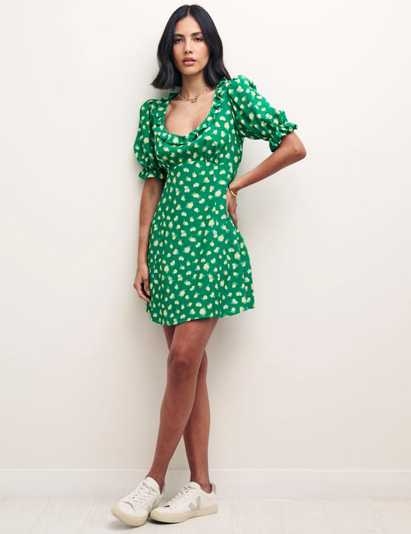 Green Lemon Puff Sleeve Jamie Mini Dress