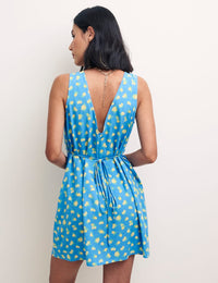 Blue Sicilian Lemon Print Harriet Mini Dress