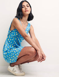 Blue Sicilian Lemon Print Harriet Mini Dress