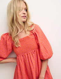 Petite Pink and Orange Gingham Kylie Mini Dress