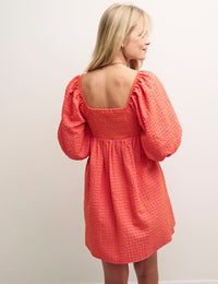 Pink & Orange Gingham Kylie Mini Smock Dress