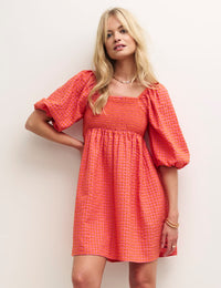 Petite Pink and Orange Gingham Kylie Mini Dress