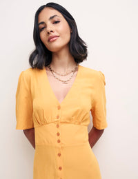 Orange Alexa Midi with Shirring Dress