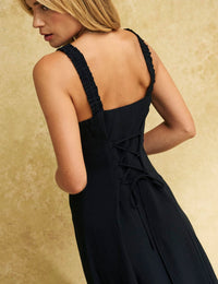 Black Linen-blend Gill Dress