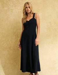 Black Linen-blend Gill Dress