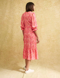 Pink Watercolour Selena Midi Dress