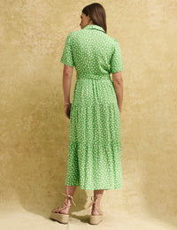 Green Ditsy Floral Anna Midi Shirt Dress