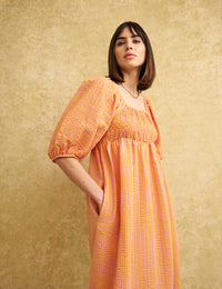 Orange and Pink Stripe Kylie Midi Dress