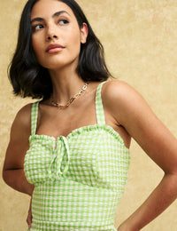 Green Gingham Check Lucia Midi Dress