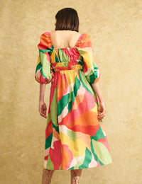 Fearne Cotton Multi Square Neck Franzie Midi Dress