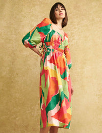 Fearne Cotton Multi Square Neck Franzie Midi Dress