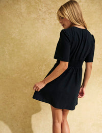 Black Alexa with Shirring Mini Dress
