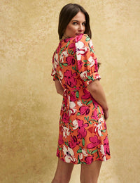 Pink Floral Orange Penny Mini Dress