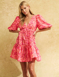 Pink Watercolour Vienna Mini Dress