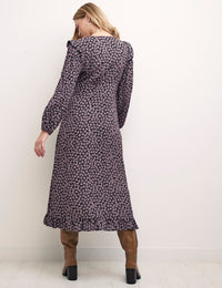 Black Heart Print Lila Midi Dress