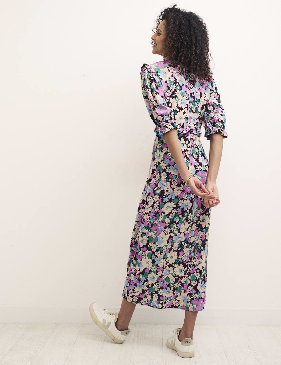 Purple Floral Felicia Midi Dress