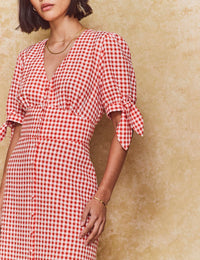Red Gingham Check Alexis Midi Dress