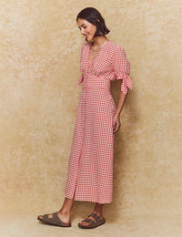 Red Gingham Check Alexis Midi Dress
