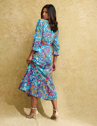 Blue Floral Selena Midi Dress