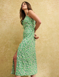 Green Brushstroke Sweetheart Lucia Midi Dress