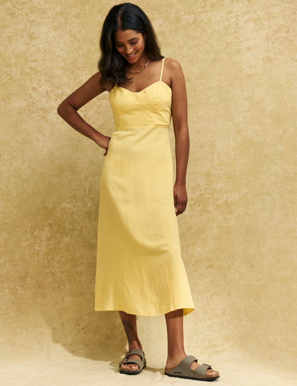 Yellow Pipin Midi Dress