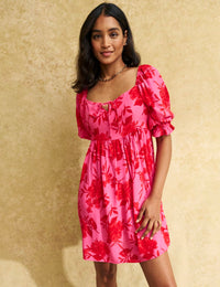 Pink Big Floral Martina Mini Dress