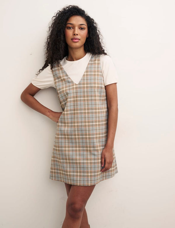 Check Pinafore Mini Dress