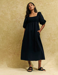 Black Kylie Midi Smock Dress