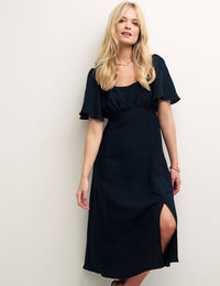 Black Linen Dee Dee Midi Tea Dress