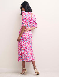 Pink Floral Moira Midi Dress