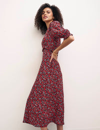 Red Floral Felicia Midi Dress