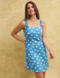 Blue Sun Print Kitty Mini Dress