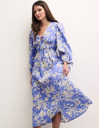 Sky Blue Floral Margot Midi Dress