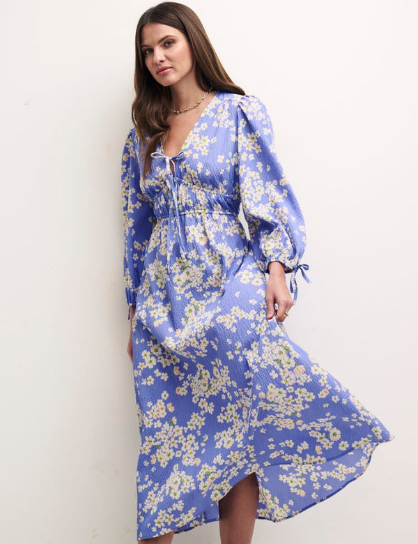 Sky Blue Floral Margot Midi Dress