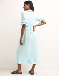Blue Gingham Check Annalise Midi Dress