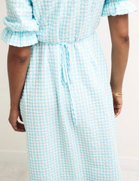 Blue Gingham Check Annalise Midi Dress