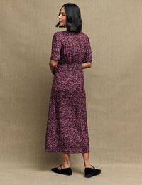 Purple Ditsy Floral Cecelia Midi Dress