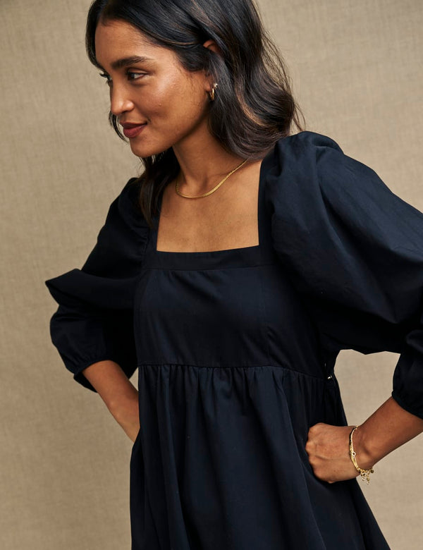 Black Long Sleeve Ayla Midi Dress