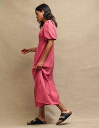 Pink Kelsie Smock Midi Dress