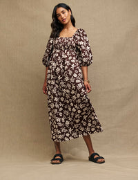 Fearne Cotton Brown Botanical Kylie Midaxi Dress