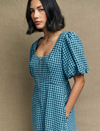 Fearne Cotton Blue Gingham Check Gwen Midi Dress