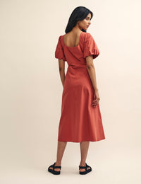 Terracotta Zip Front Gwen Midi Dress