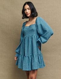 Fearne Cotton Blue Gingham Check Ayla Mini Dress