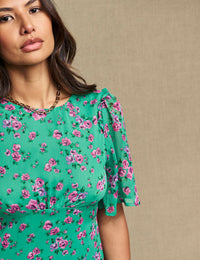 Green & Pink Floral Louise Mini Dress